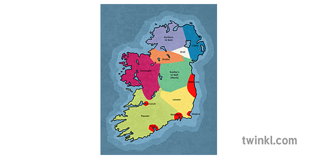 Map of Ireland Showing Kingdoms of Ireland - Twinkl