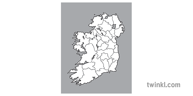 Black And White Map Of Ireland Map Of Ireland With Counties Black And White Illustration - Twinkl