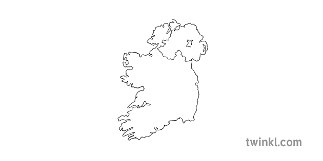 Map Of Ireland With Ni Border Geography Ks2 Black And White Rgb