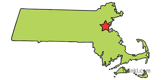 Massachusetts outline usa state map boston capital ks1 Illustration 