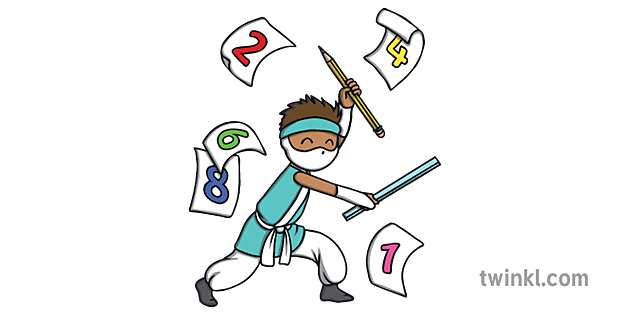 matematika ninja dengan penggaris dan angka orang ks1 Illustration - Twinkl
