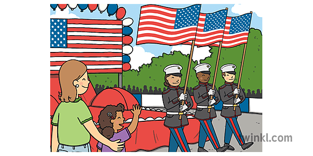 Memorial Day Parade Usa Topics Ks1 2 Illustration Twinkl