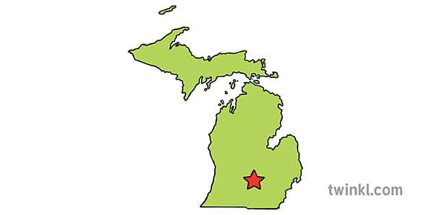 Capital Of Michigan Map Michigan Contour États Unis Carte Lansing Capital Ks1 Illustration - Twinkl