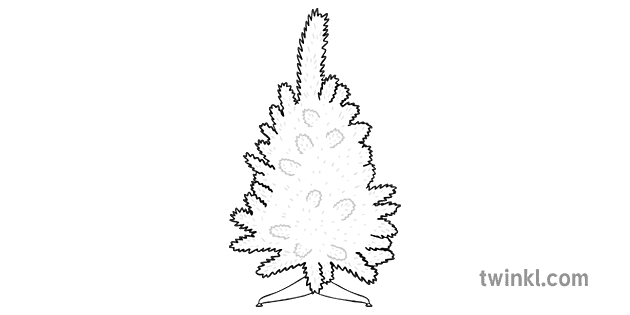 árvore de natal em miniatura em preto e branco Illustration - Twinkl