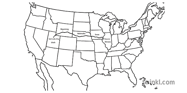 Mapa Szlaku Mormona Historia Usa Ameryka Wt rna Czarno Bia a Rgb 