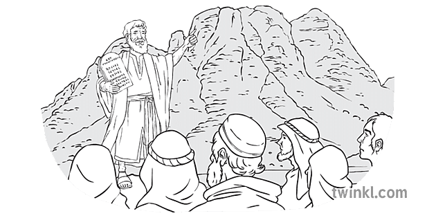 Moses 15 schwarz weiß Illustration - Twinkl