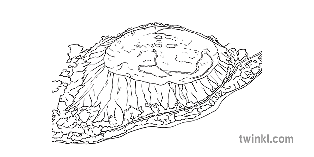 mount bosavi vulcano science secondary bw rgb Illustration - Twinkl