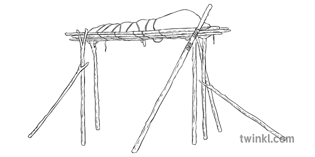 ネイティブアメリカンの墓地 背景なし 黒と白 1 Illustration