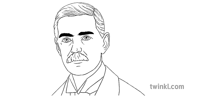 Neville Chamberlain Black and White Illustration - Twinkl