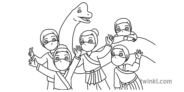 Ninja et Dinosaurum Coloring Page Illustration - Twinkl