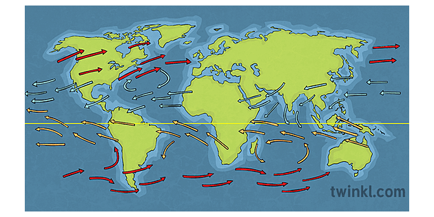 Nordatlantik Passatwinde Karte Pirat Englisch ks2 Illustration - Twinkl