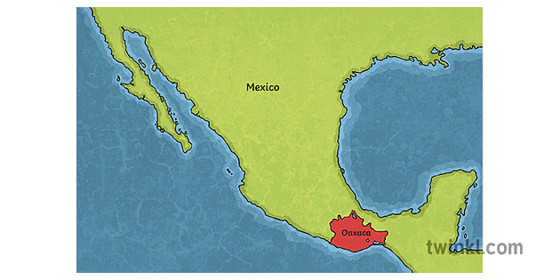 Oaxaca Mexico Map Ks2 Illustration 1954