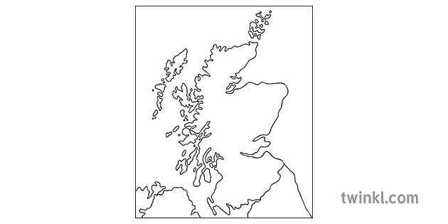 Illustration Twinkl   Outline Map Of Scotland Black And White 