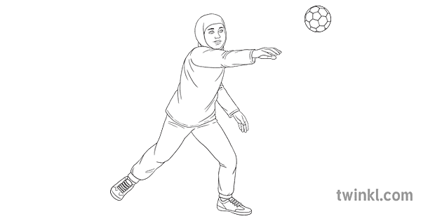 Overhead Pass in Handball 2 Black and White RGB Illustration - Twinkl