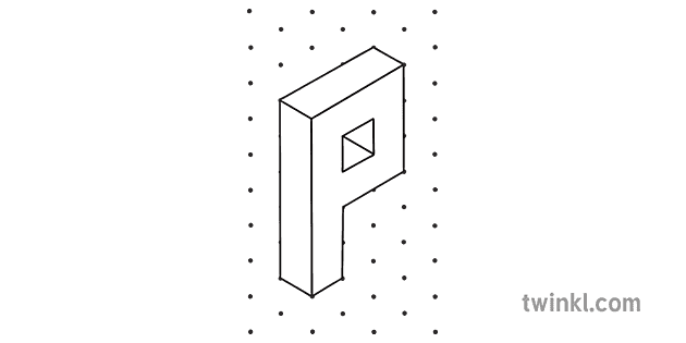 P Alphabet Isometrique Avec Ton Dessin Art Lettres Secondaire Bw Rgb