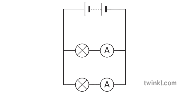 parallel stroombaan met ammeters wetenskap stroombaan simbole wetenskaplike