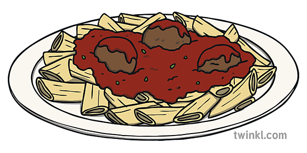 pasta ja lihapullat ruoka ateria ks1 Illustration - Twinkl