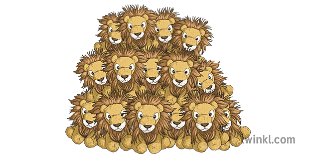 Mucchio Di Peluche Leoni Giocattoli Animali Planit Maths Ks2 1 Illustration