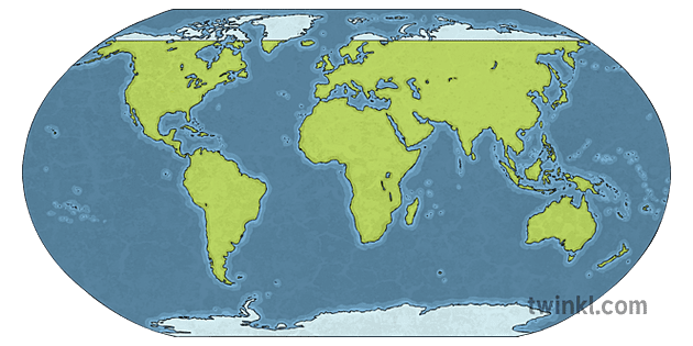 Polar Regions World Map North South Pole Natural Science Hbitats Las