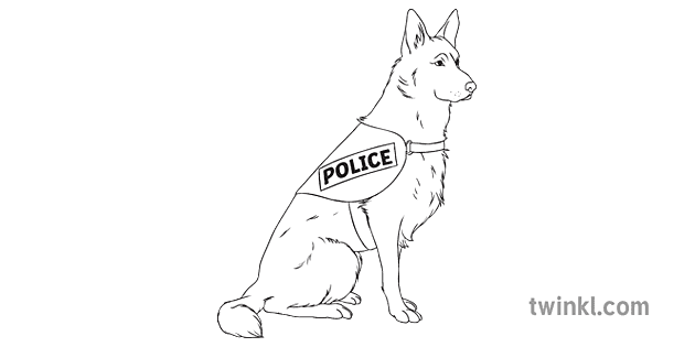 Police Dog German Sheperd Animal Farm English KS4 Bw RGB رسم - Twinkl