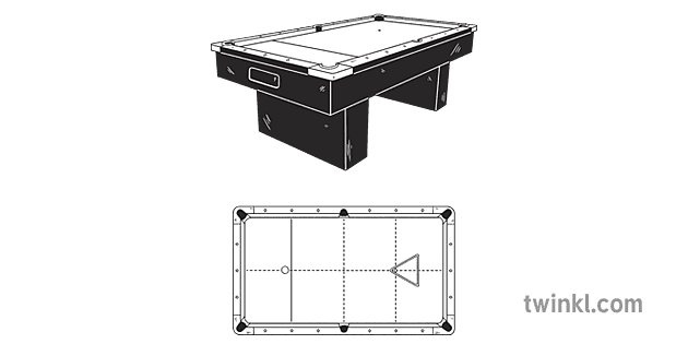 Pool Table Diagram Black and White RGB Png Illustration - Twinkl