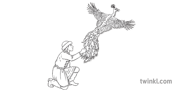王子伊万 Ivan 抓着火鸟 没有火鸟 俄罗斯 传统的童话故事 平面