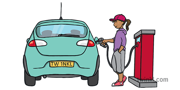 Putting Petrol in Car Illustration - Twinkl