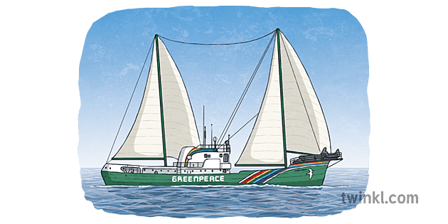 彩虹勇士帆船船船綠色和平社會團體新西蘭ks2 Illustration