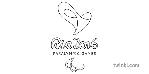 Rio 16 Paralympics Logo Black And White Illustration Twinkl