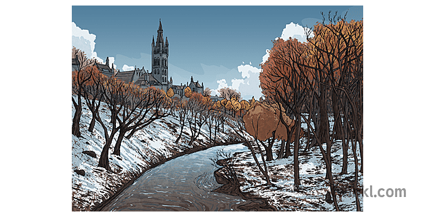 川 ケルビン 風景 水 都市 大聖堂 木 自然 背景 Mps Ks2