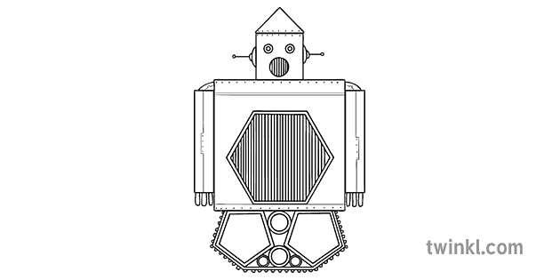 Robot of Simple Shapes Black and White 1 Illustration - Twinkl
