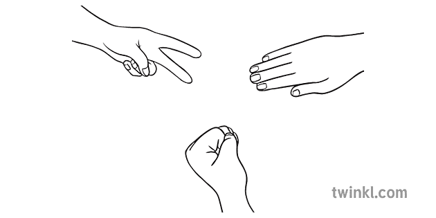 Rock Paper Scissors Hand Game Activity Deciding Computing Secondary Bw Rgb