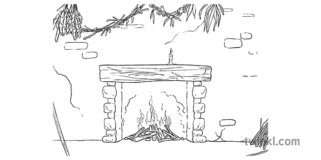 stone fireplace drawing