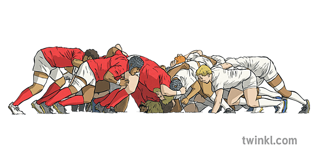 Rugby Scrum Illustration - Twinkl