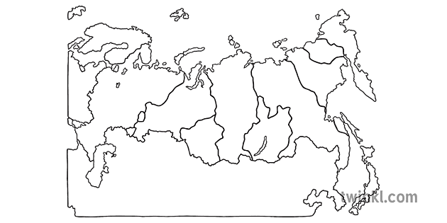 Russland Meere Beschriftet Zeitzonen Karte Länder Geographie Welt Ks1b Und