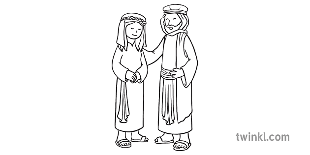 ruth bowing head boaz talk black and white Illustration - Twinkl