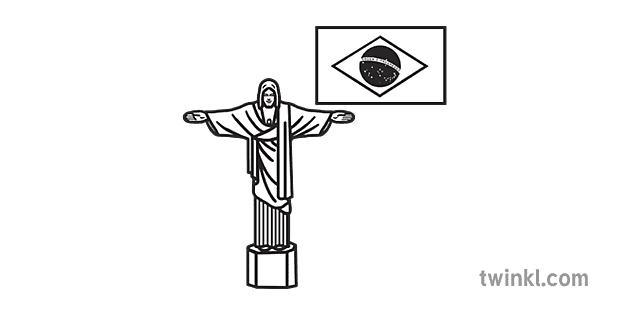 SYM Christ The Redeemer BW Illustration - Twinkl