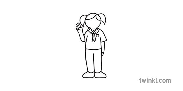 Sym Girl Guide Bw Illustration Twinkl