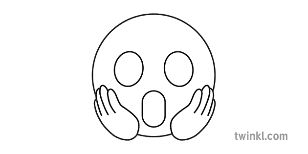 Sym Scared Emoji Bw Illustration Twinkl