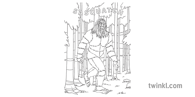 Sasquatch Mindfulness Colouring Black and White RGB Illustration - Twinkl