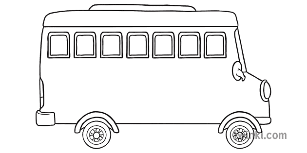 School Bus Black and White 2 Illustration - Twinkl