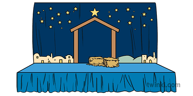 School Stage with Nativity Background Png Illustration - Twinkl