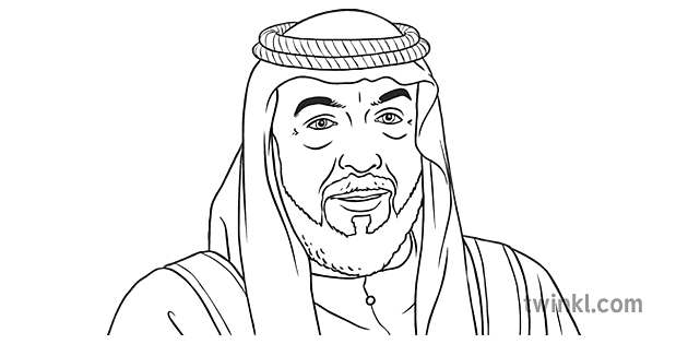 Sheikh Khalifa Black and White Illustration - Twinkl