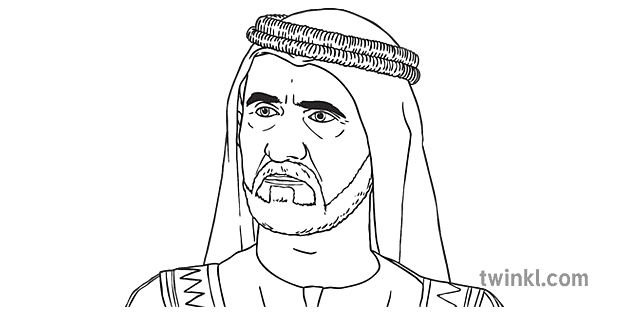 Sheikh Mohammed Al Maktoum Black and White - Twinkl