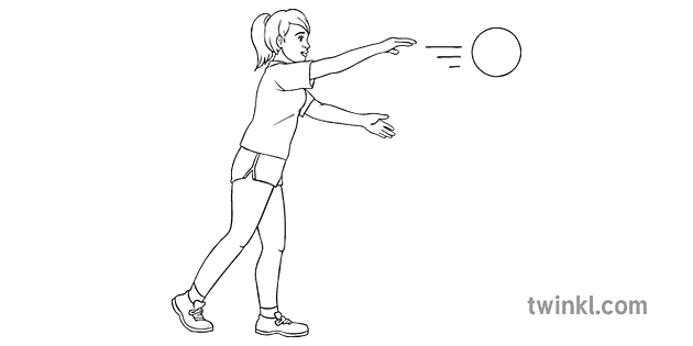 Shoulder Pass Step 3 Netball Sports Pe Secondary Bw Rgb Illustration Twinkl