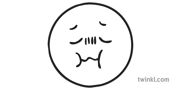 Sick Unwell Emoji Emotions Emoticon Icon SEN KS1 Black and White RGB