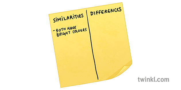 similarities-differences-text-post-it-note-ks3-illustration-twinkl