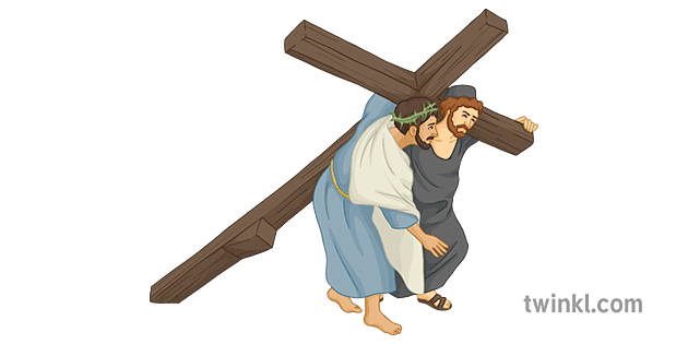 Simon Helps Jesus Stations of the Cross Three Christian Bible Crucifixion