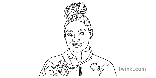 Simone Biles Potret hideung bodas RGB Illustration - Twinkl