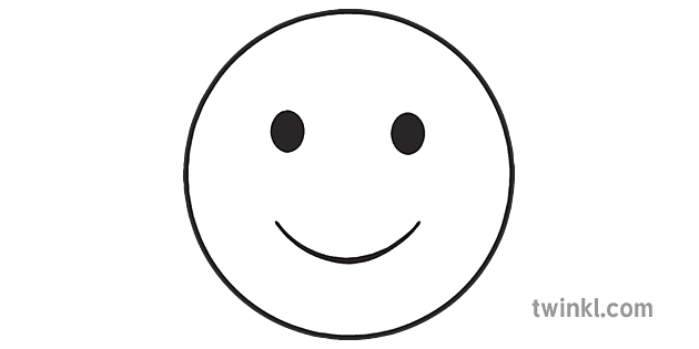 Smiley Face Emoji Twinkl Newsroom KS2 Black and White RGB